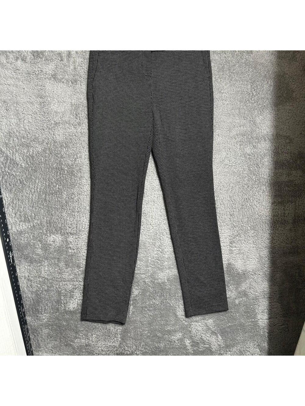 The Savile Row Co Slim Trousers Womens 4 Black White Geometric Stretch Mid Rise
